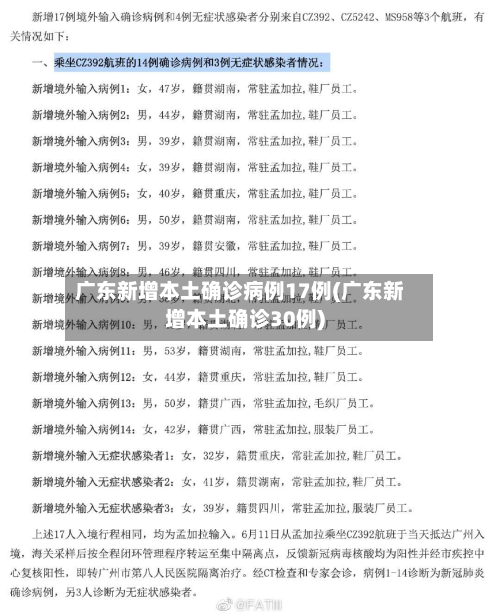 广东新增本土确诊病例17例(广东新增本土确诊30例)